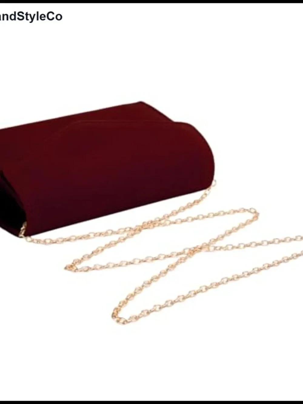 Faux Suede Evening Clutch Purse with Detachable Gold Chain